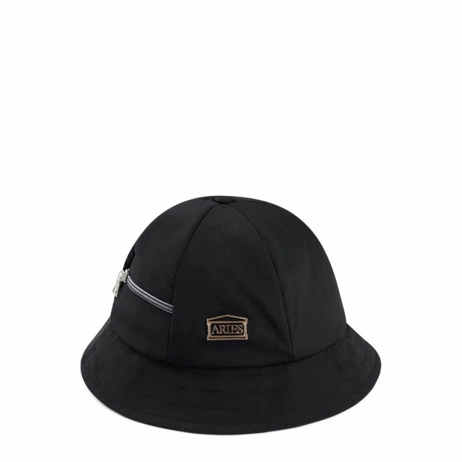 Headwear * | Aries Nylon Bell Bucket Hat Black