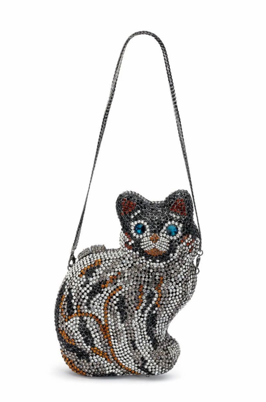 Handbags, Clutches & Wallets * | Here Kitty Kitty Rhinestone Clutch Black Multi