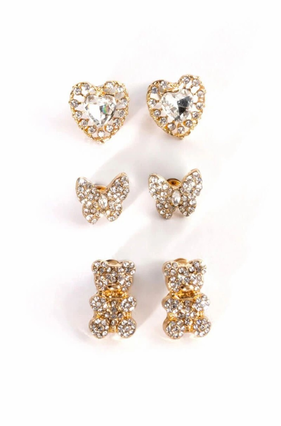 Jewelry * | Short N Sweet Rhinestone Stud Set Gold