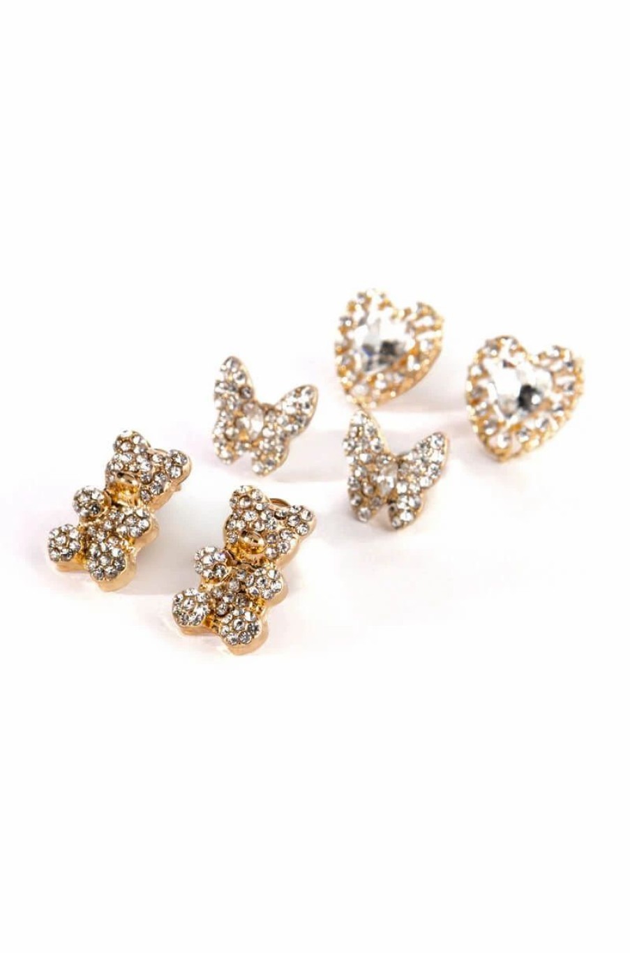 Jewelry * | Short N Sweet Rhinestone Stud Set Gold