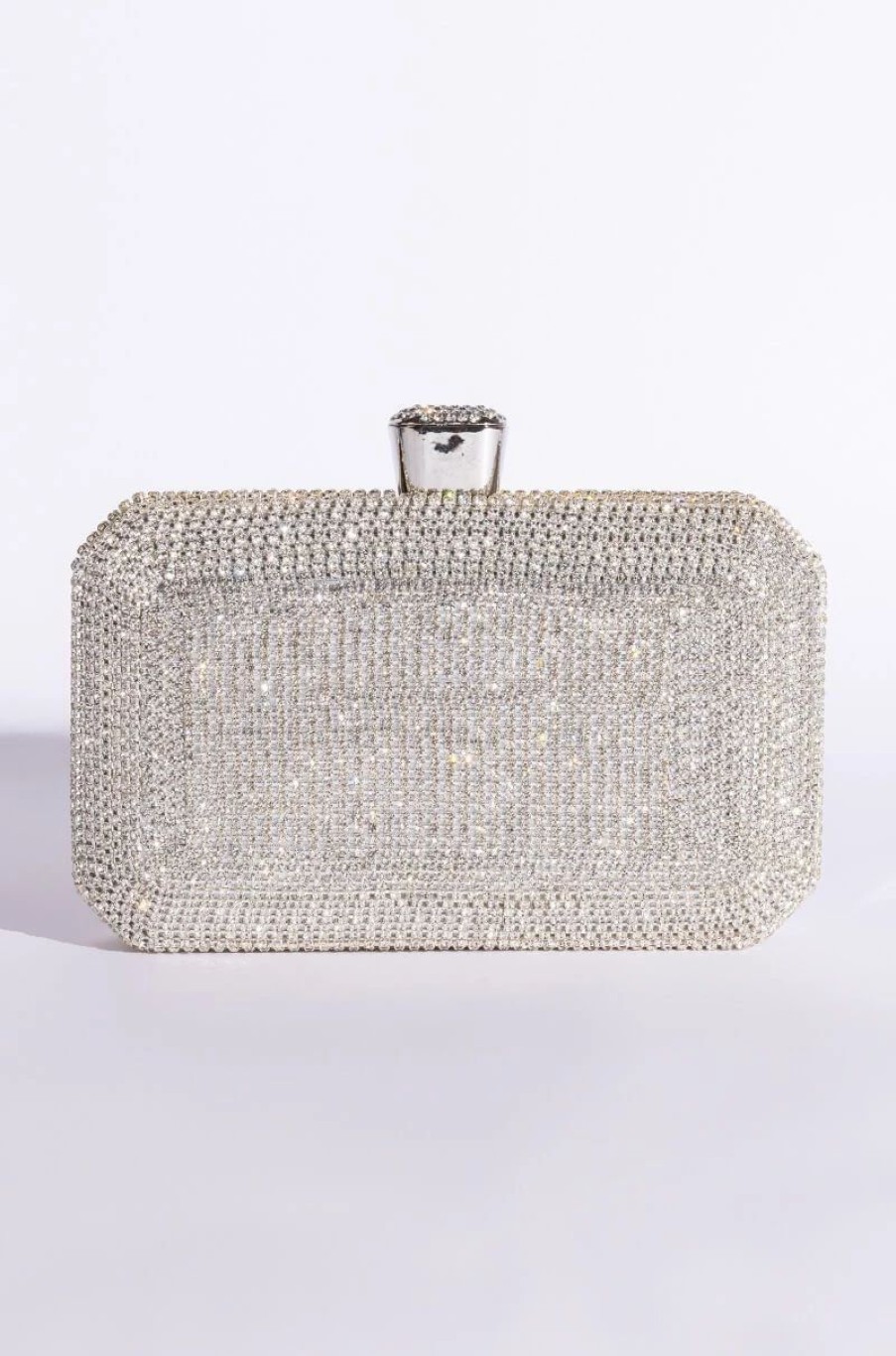 Handbags, Clutches & Wallets * | Shine On Me Diamond Clutch Silver