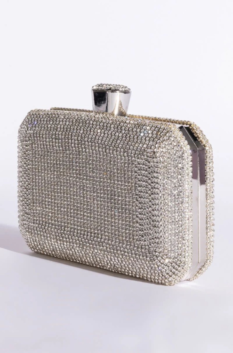 Handbags, Clutches & Wallets * | Shine On Me Diamond Clutch Silver