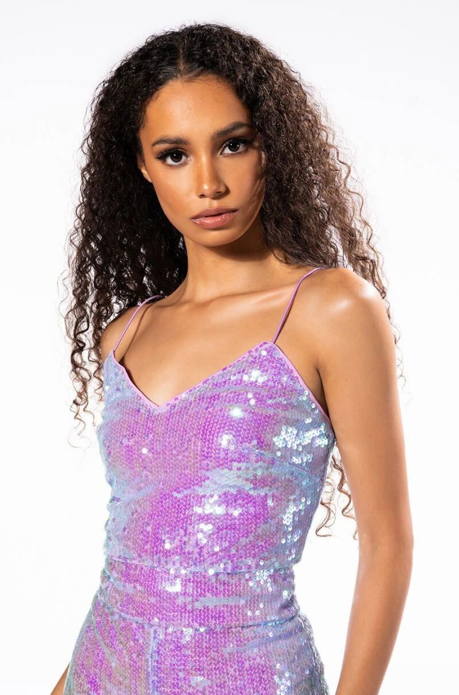 Crop Tops & Bralettes * | Starstruck Sequin V-Neck Tank Top Purple