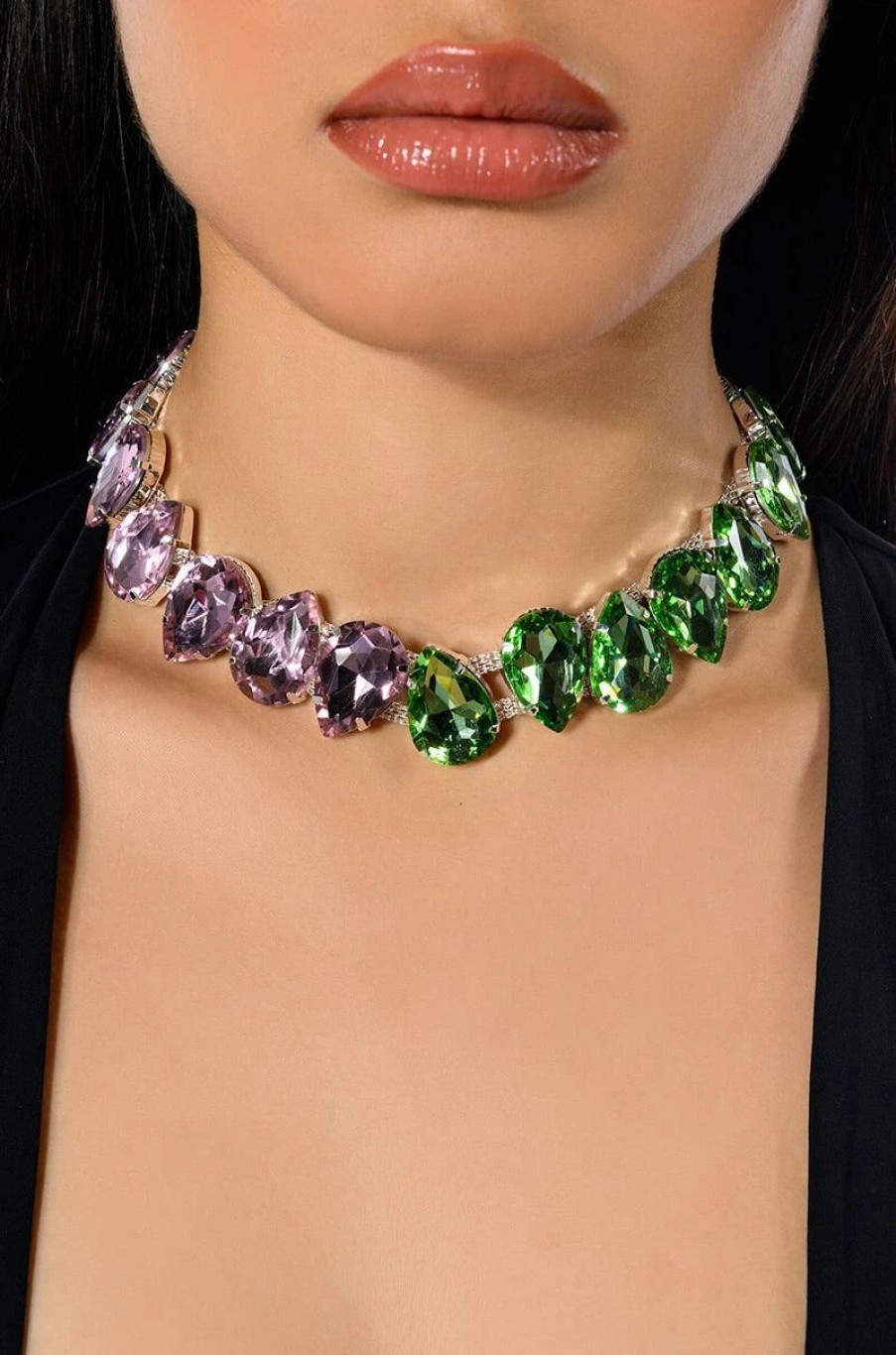 Jewelry * | Pretty In N Green Rhinestone Necklace Pink