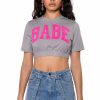 Crop Tops & Bralettes * | Le Baybay Patch Cropped T Shirt Grey Multi