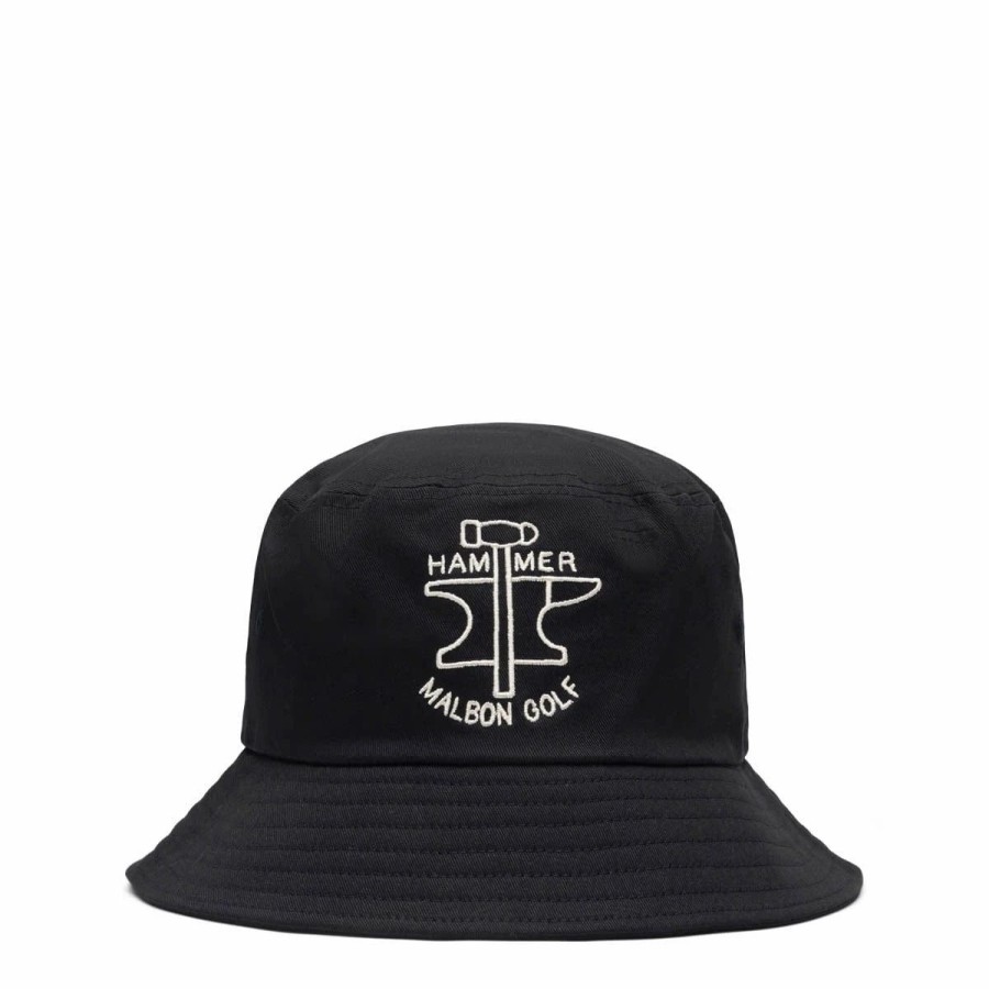 Headwear * | Malbon Golf Hammer Bucket Hat Black