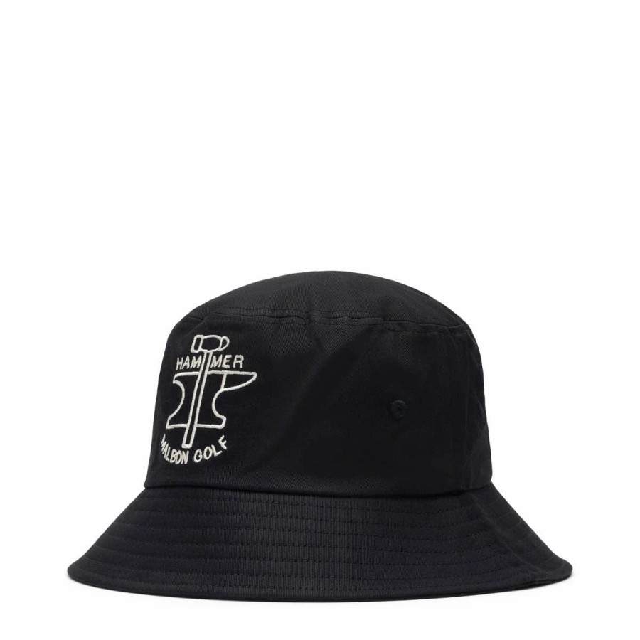 Headwear * | Malbon Golf Hammer Bucket Hat Black