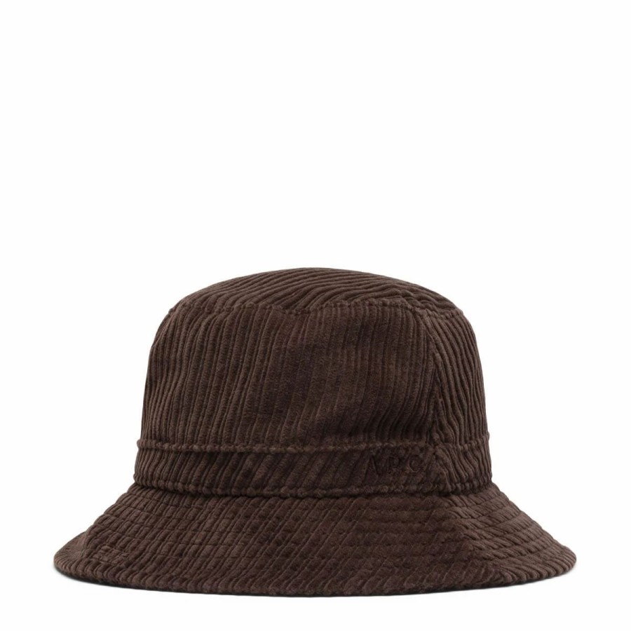 Headwear * | A.P.C. Mark Corduroy Bucket Hat Brown