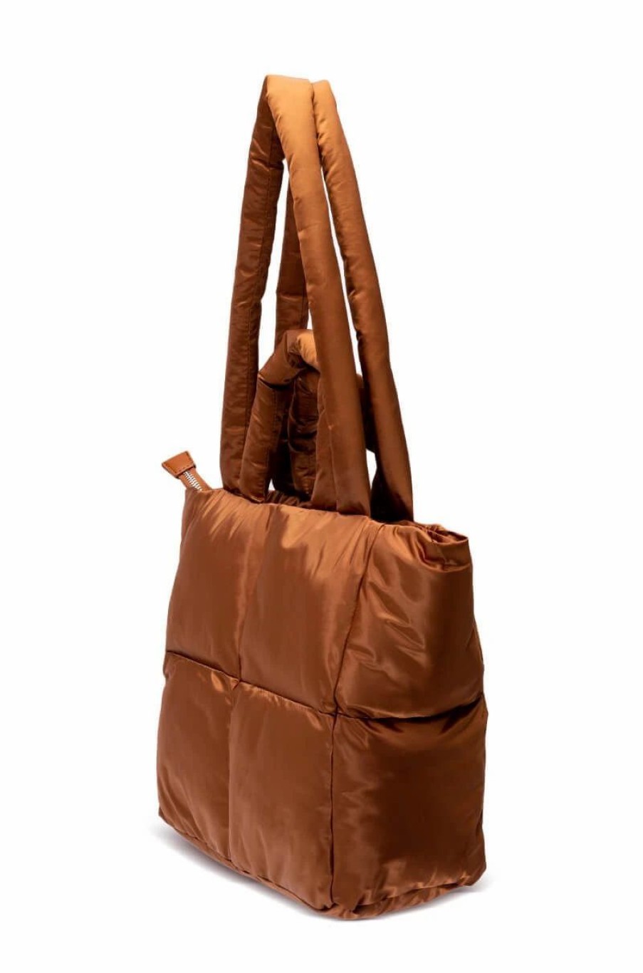 Handbags, Clutches & Wallets * | Tova Nylon Tote Bag In Puffer Brown