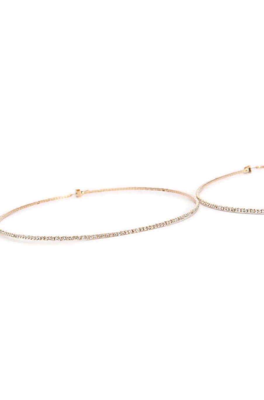 Jewelry * | Sparkle 100Mm Rhinestone Hoops Gold