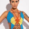 Crop Tops & Bralettes * | Mariposa Crochet Halter Top Blue Multi