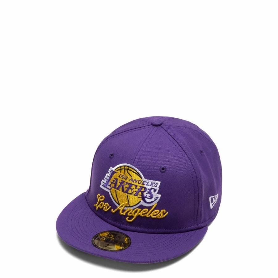 Headwear * | New Era 59Fifty Los Angeles Lakers Dual Logo Fitted Cap Purple