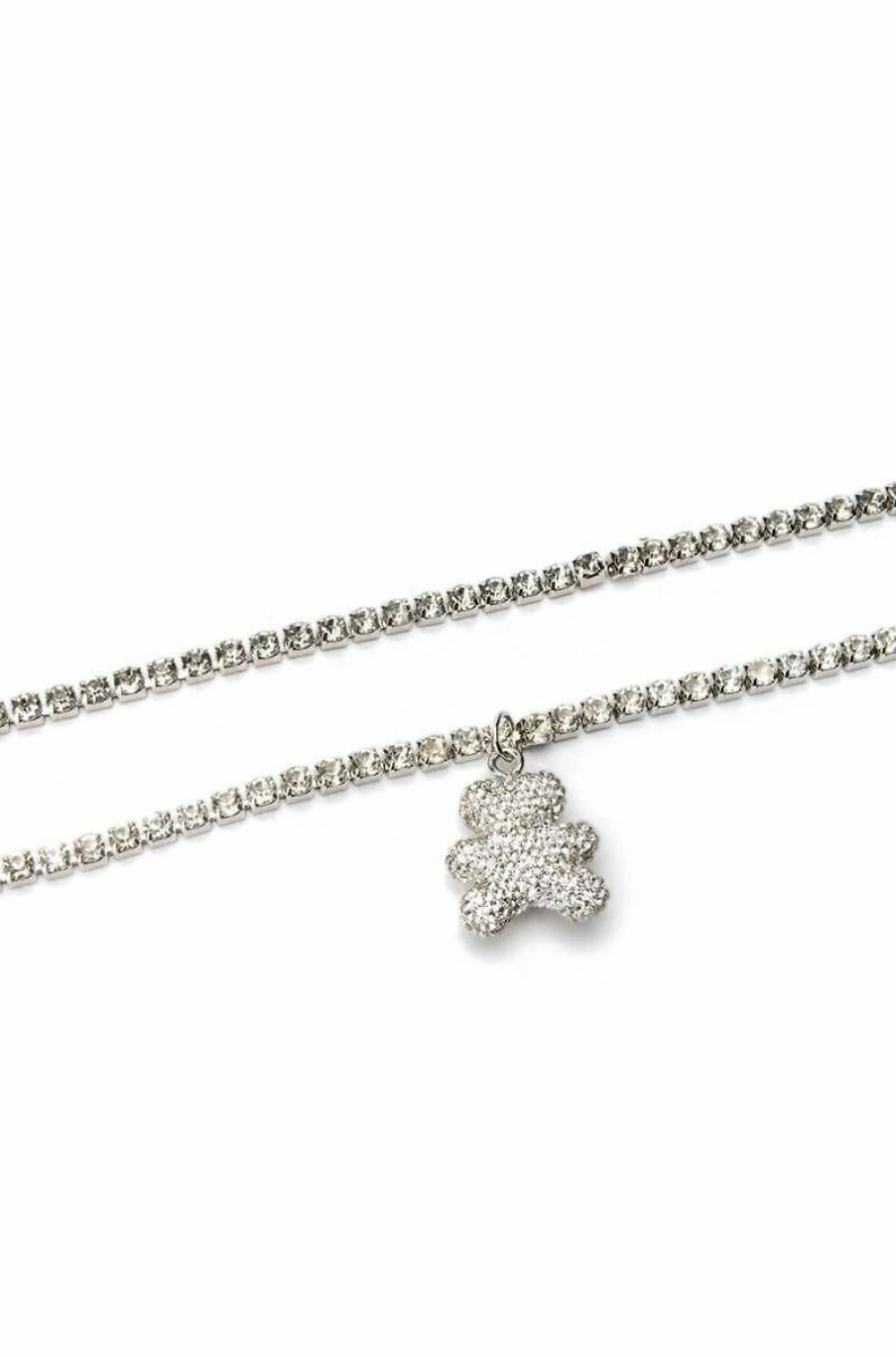 Jewelry * | Sugar Bear Tennis Chain Necklace Set Silver