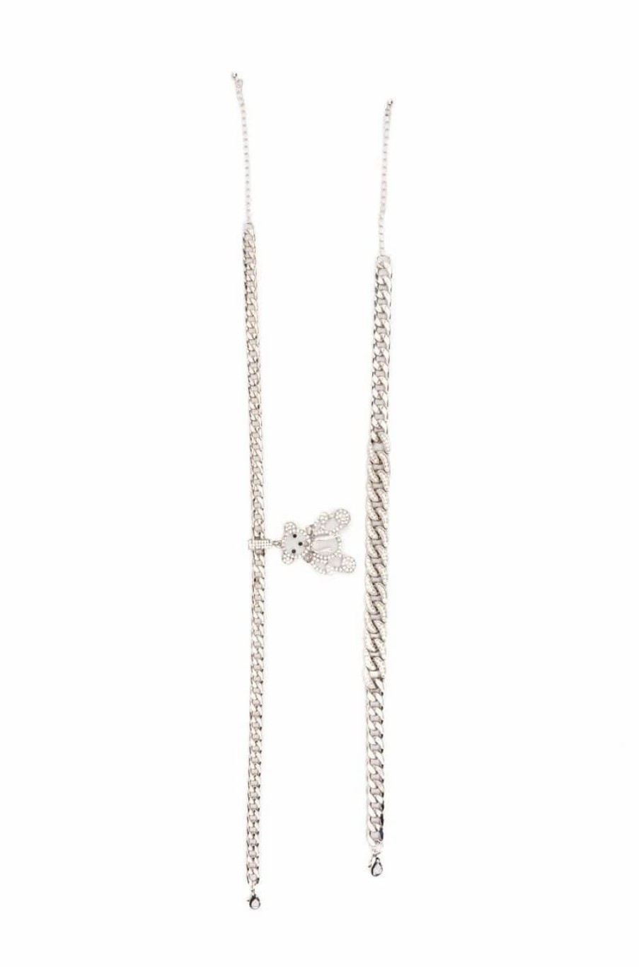 Jewelry * | Teddy Layered Rhinestone Choker Silver