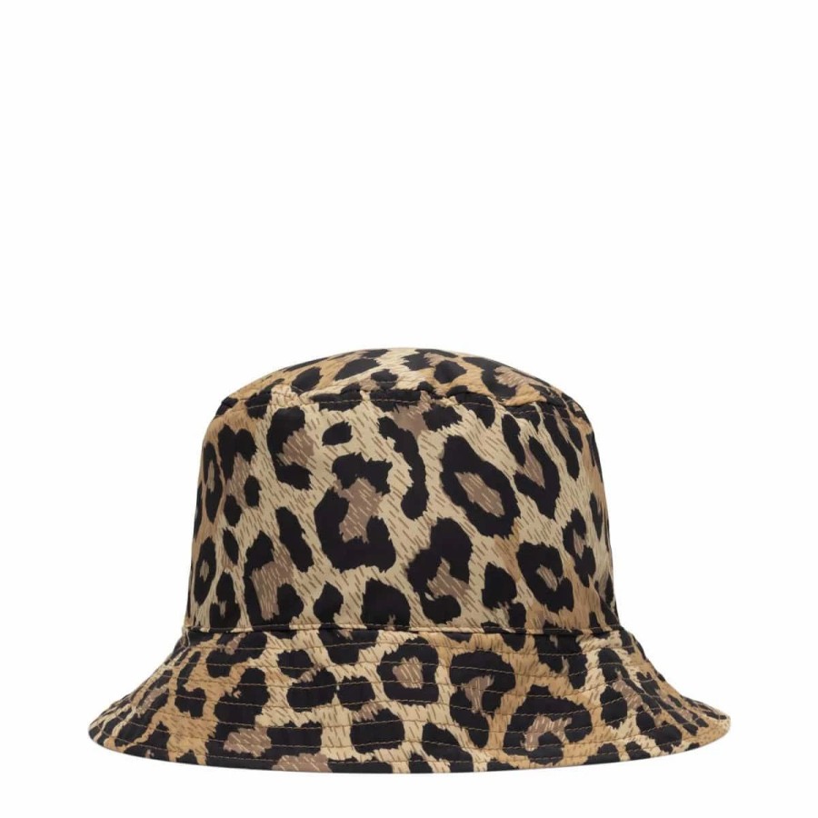 Headwear * | Kapital Kountry Fast-Dry Tafta Leopard Bucket Hat Short Brim Brown