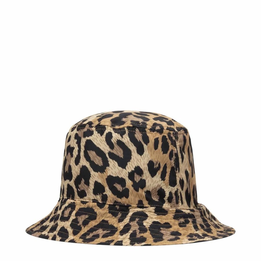 Headwear * | Kapital Kountry Fast-Dry Tafta Leopard Bucket Hat Short Brim Brown