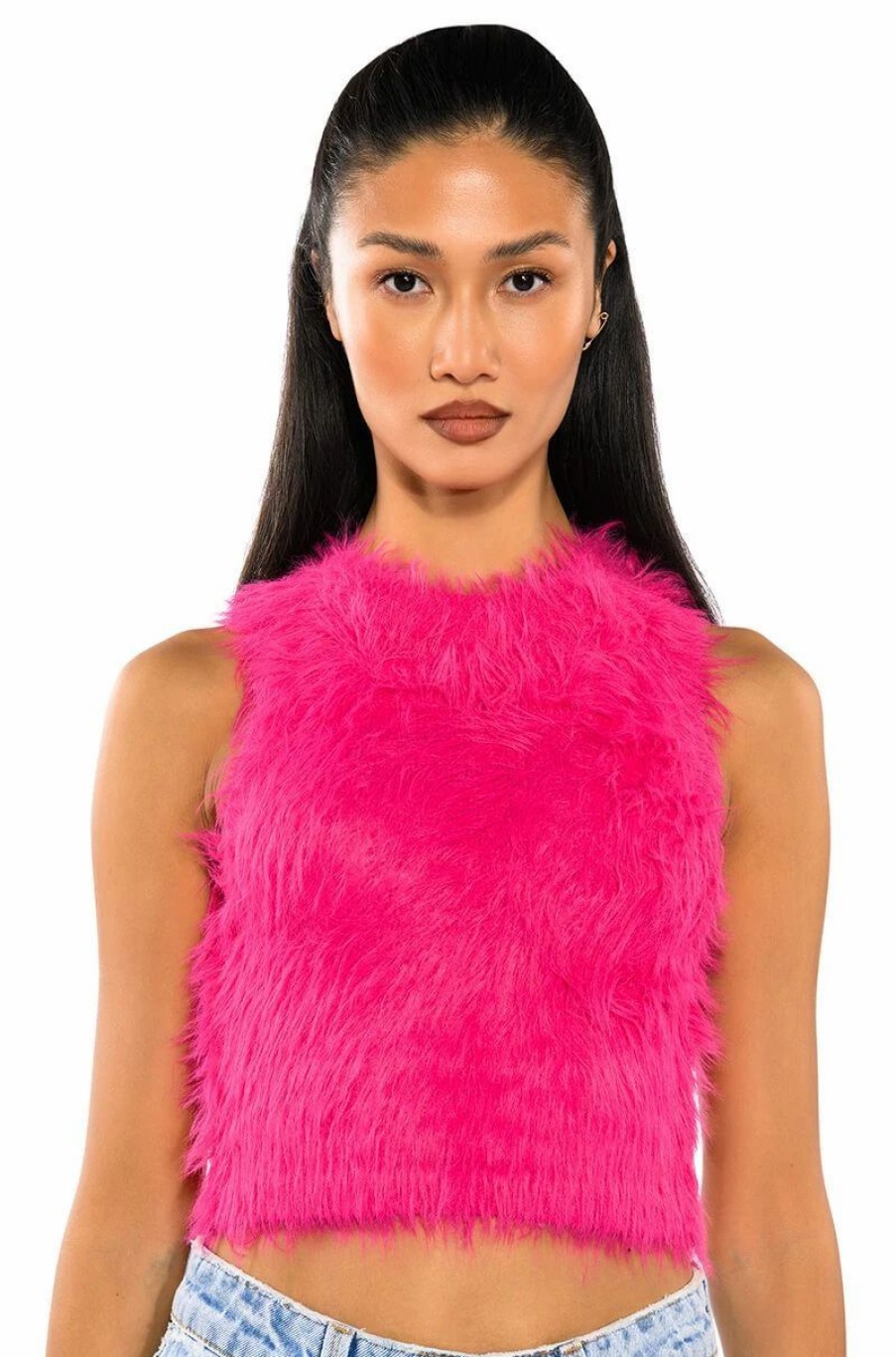 Crop Tops & Bralettes * | Fuzzy Mood Sleeveless Top Fuchsia