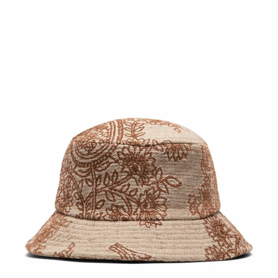 Headwear * | Bricks & Wood Floral Damask Bucket Hat Red