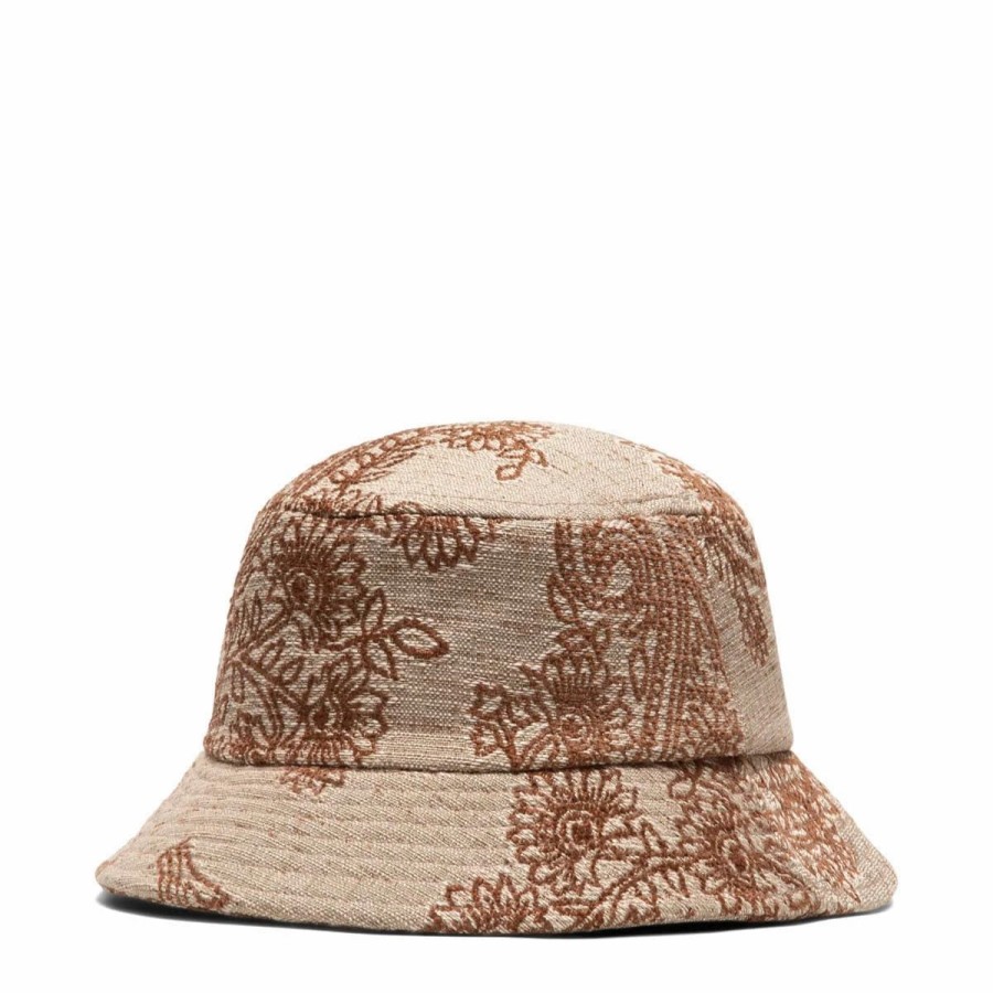 Headwear * | Bricks & Wood Floral Damask Bucket Hat Red