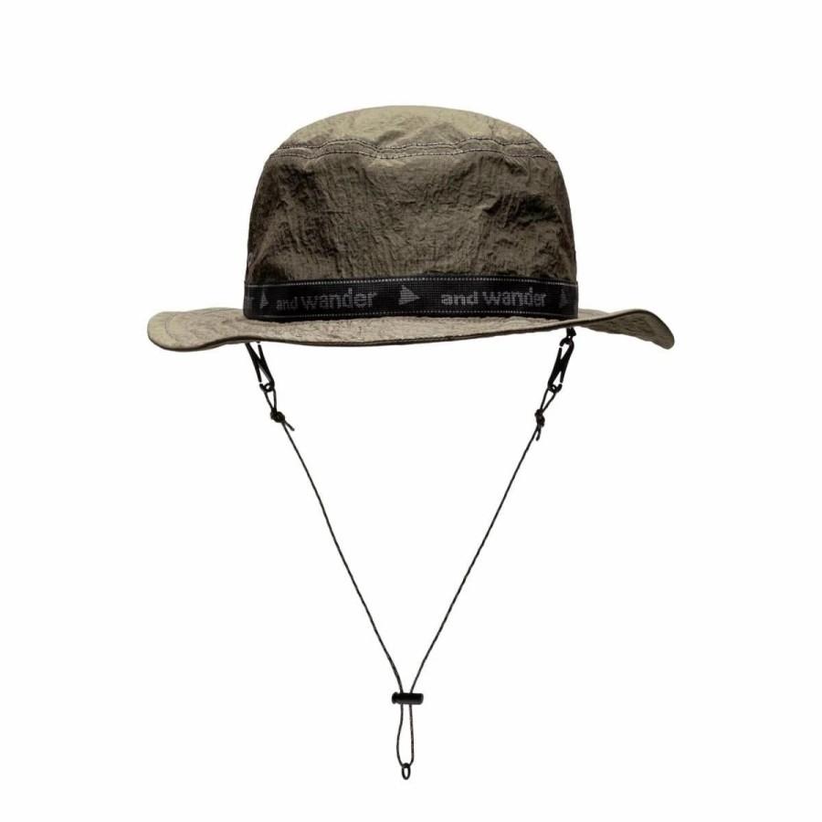 Headwear * | And Wander Jq Tape Hat Khaki