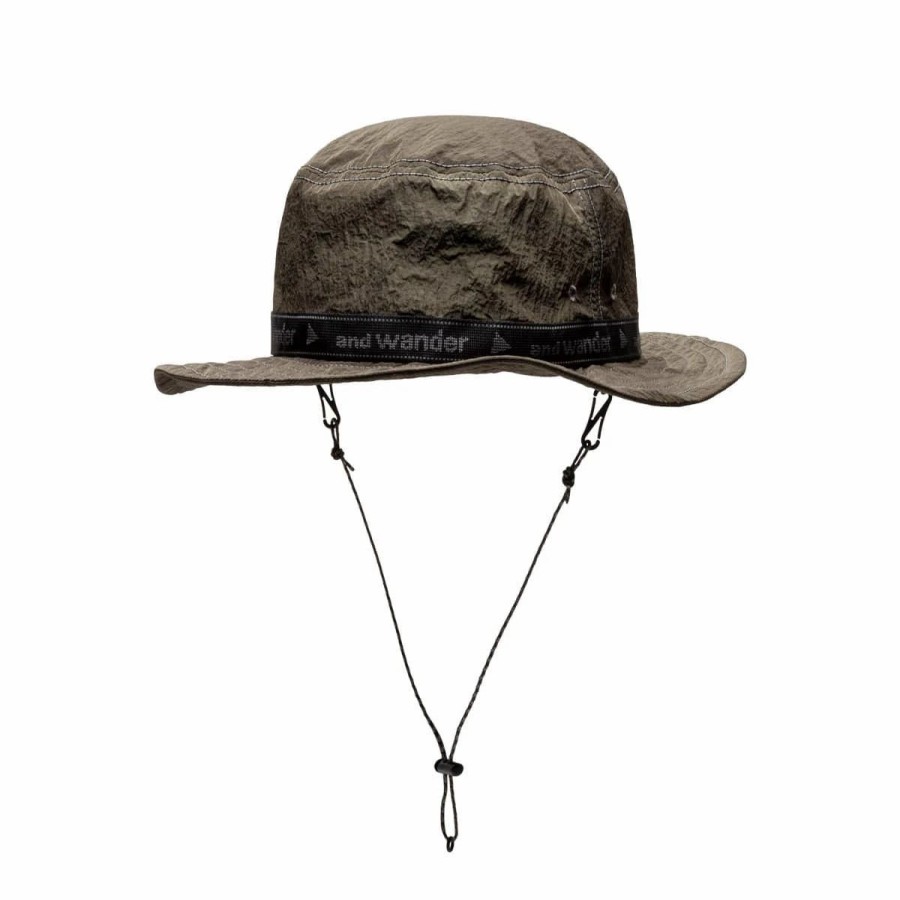 Headwear * | And Wander Jq Tape Hat Khaki