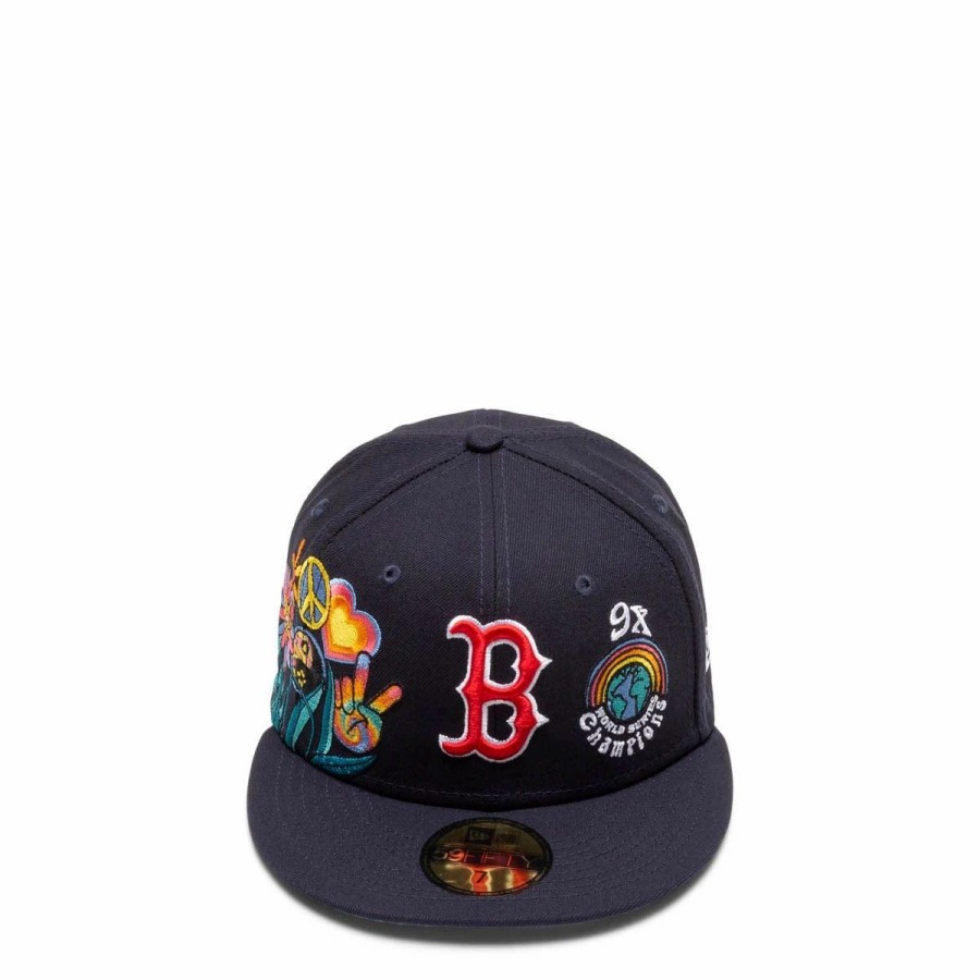 Headwear * | New Era 59Fifty Boston Red Sox Groovy Fitted Cap Navy