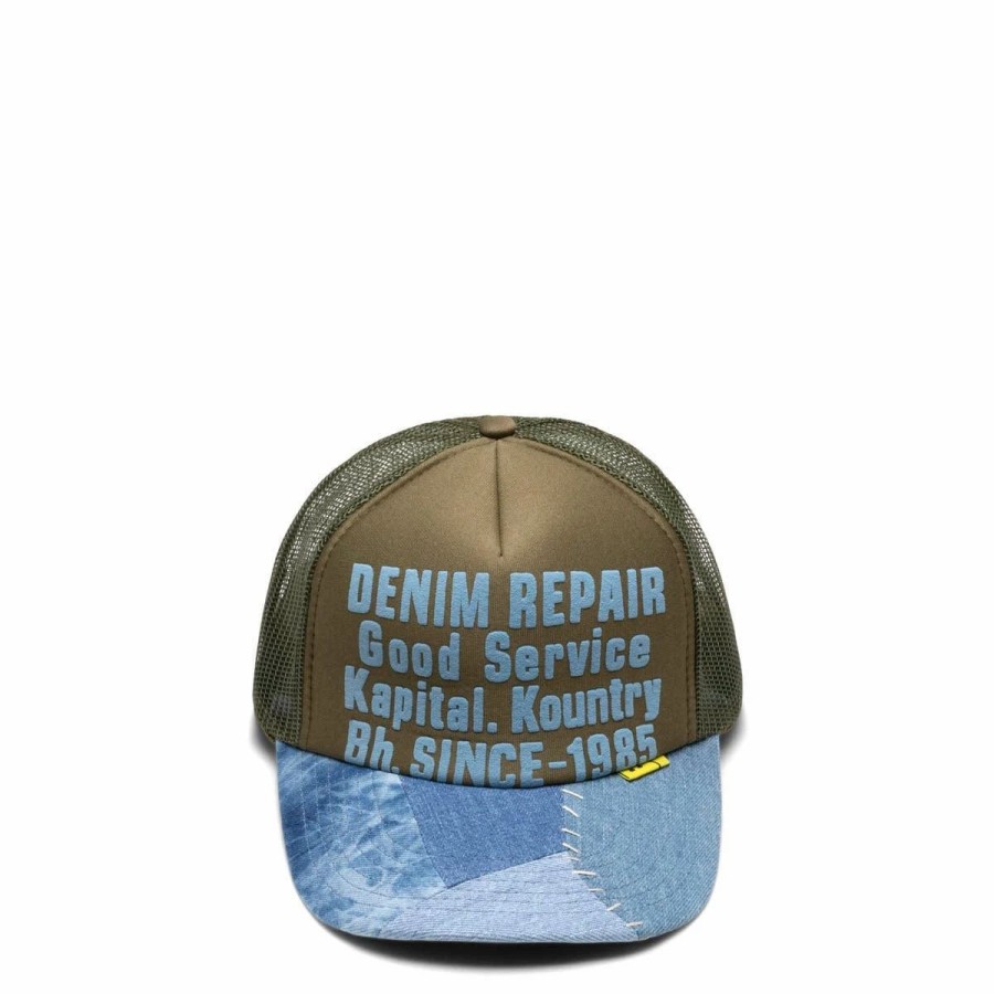 Headwear * | Kapital Denim Repair Service Denim-Reconstruct Trucker Cap Dark Green