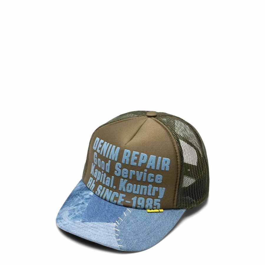 Headwear * | Kapital Denim Repair Service Denim-Reconstruct Trucker Cap Dark Green