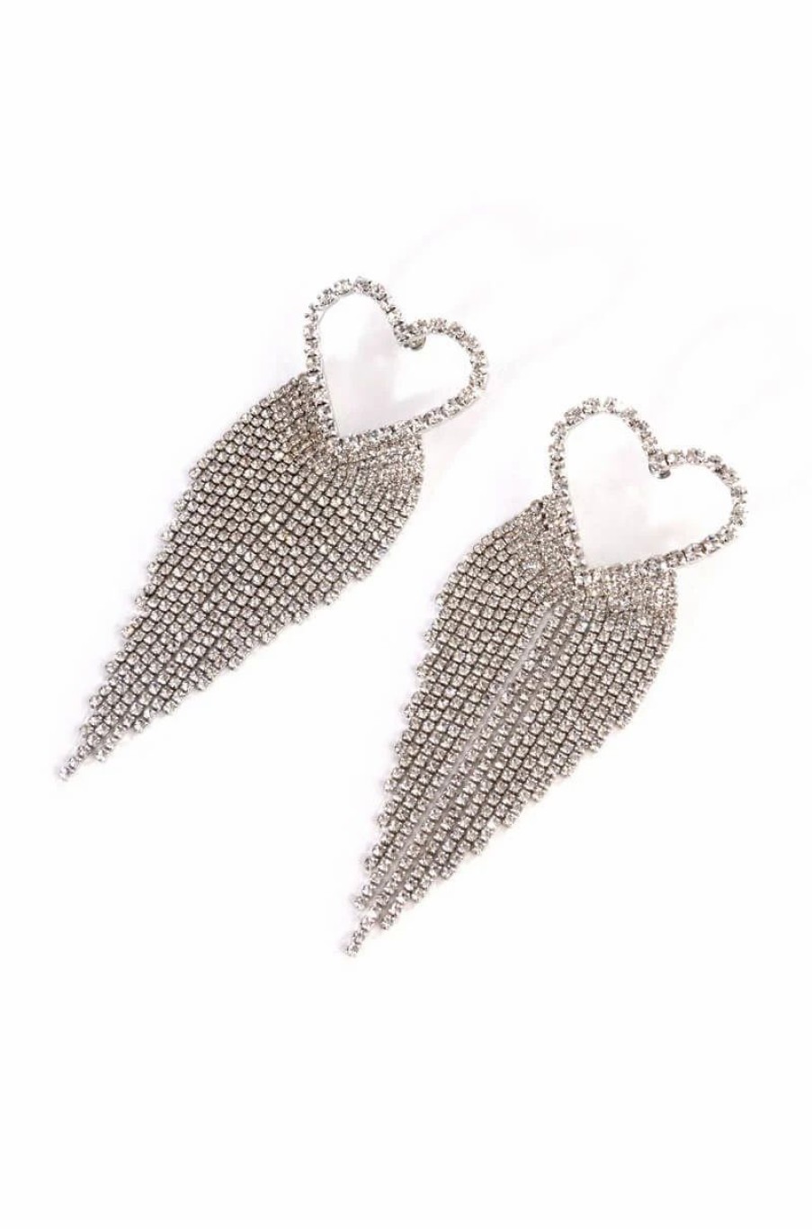 Jewelry * | Dont Forget My Love Rhinestone Statement Earrings Silver