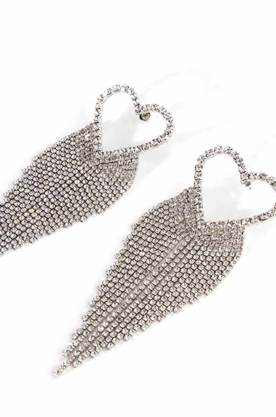 Jewelry * | Dont Forget My Love Rhinestone Statement Earrings Silver