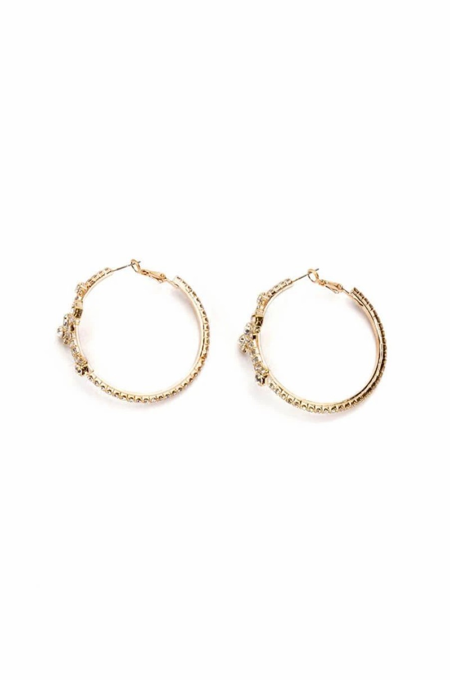 Jewelry * | Cross My Heart Embellished Hoops Gold