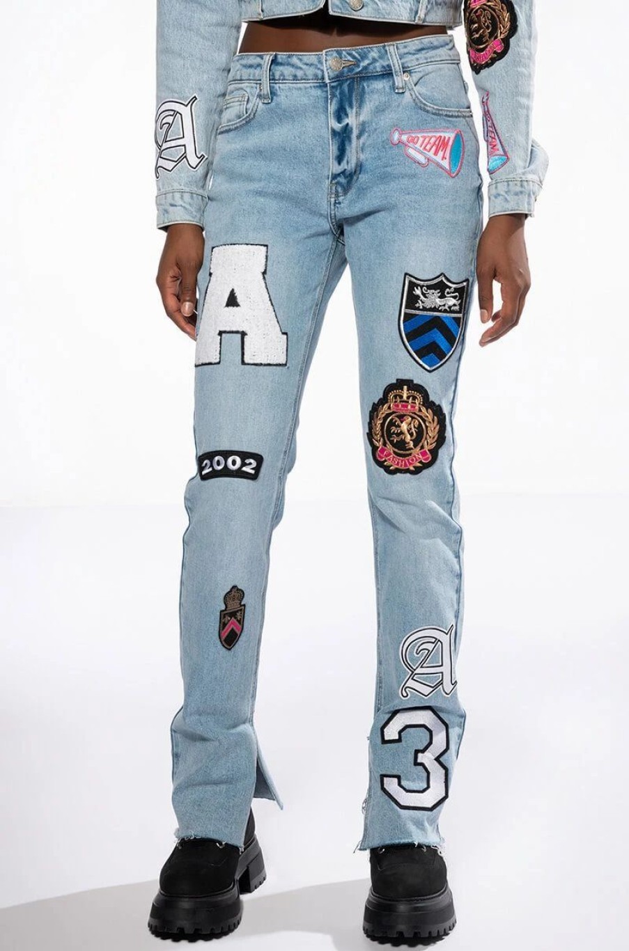 Denim * | Collegiate Out Of Your League High Rise Straight Leg Jean Medium Blue Denim