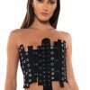 Crop Tops & Bralettes * | Ivy Patchwork Denim Corset Black Denim