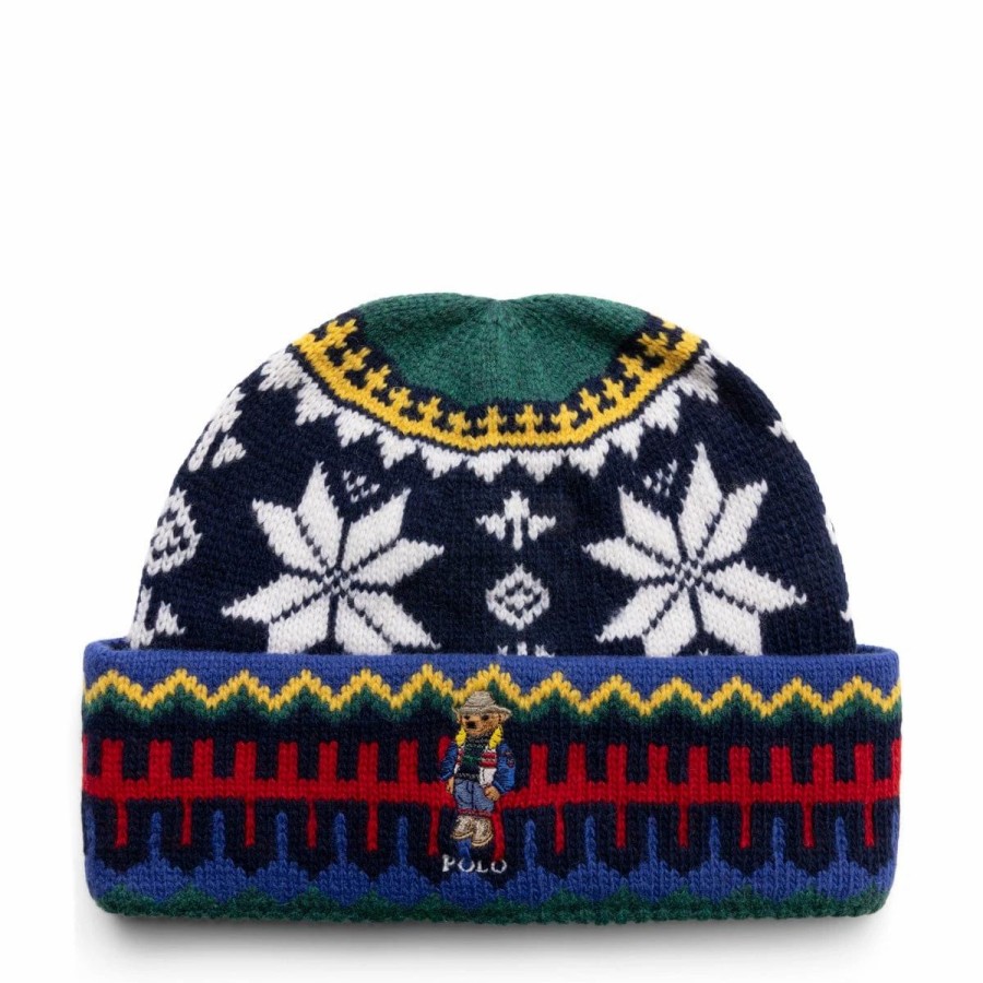 Headwear * | Polo Ralph Lauren Holiday Jacquard Bear Beanie 961 Fairisle