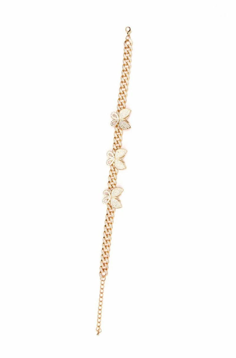 Jewelry * | Mother Nature Rhinestone Cuban Link Choker Gold