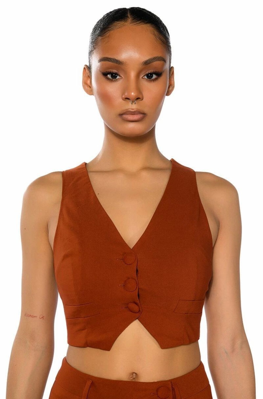 Crop Tops & Bralettes * | Most Likely To Dream Big Vest Top Rust