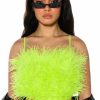 Crop Tops & Bralettes * | Real Ostrich Feather Top In Lime