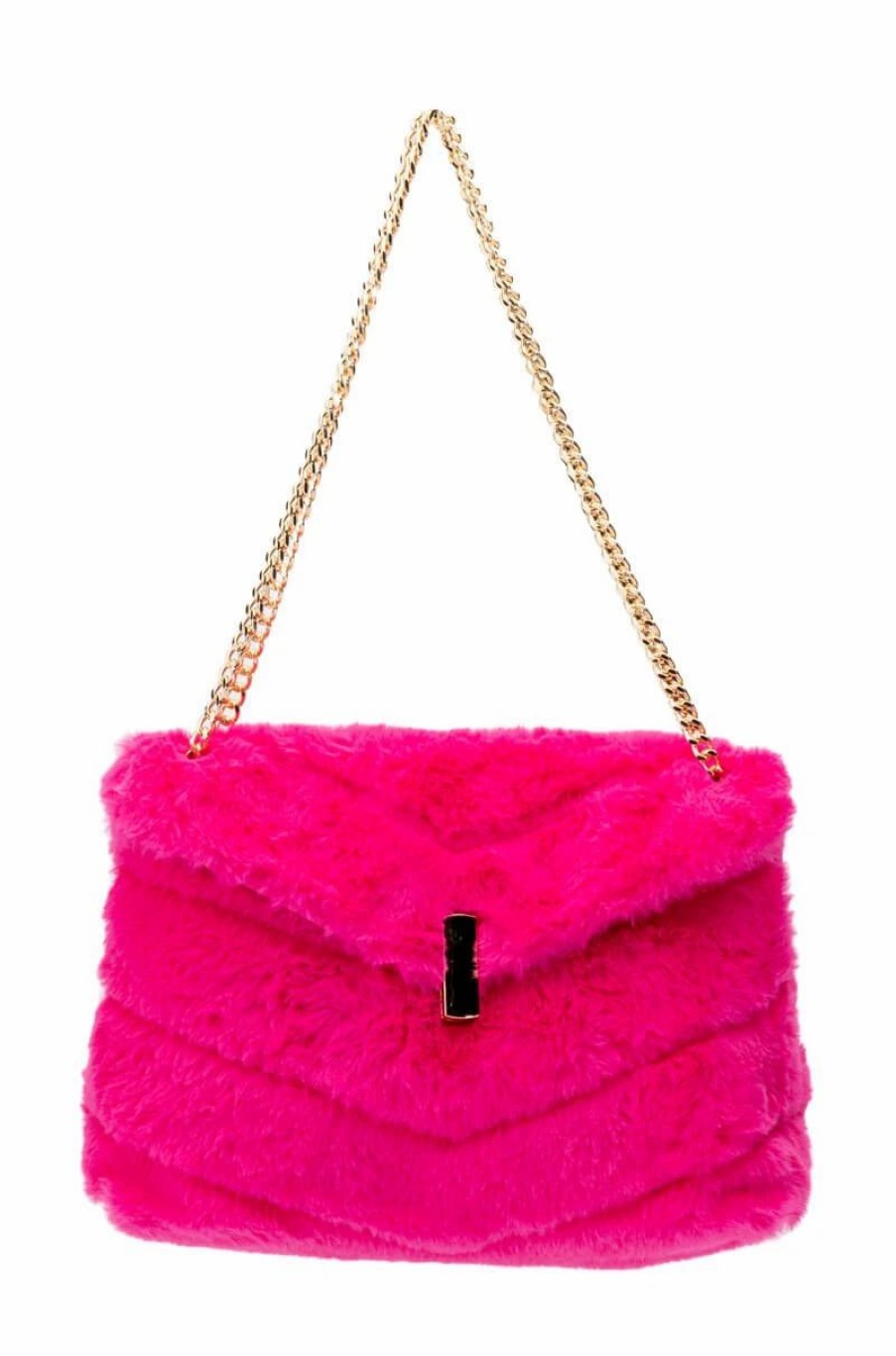 Handbags, Clutches & Wallets * | Divine Faux Fur Purse Fuchsia