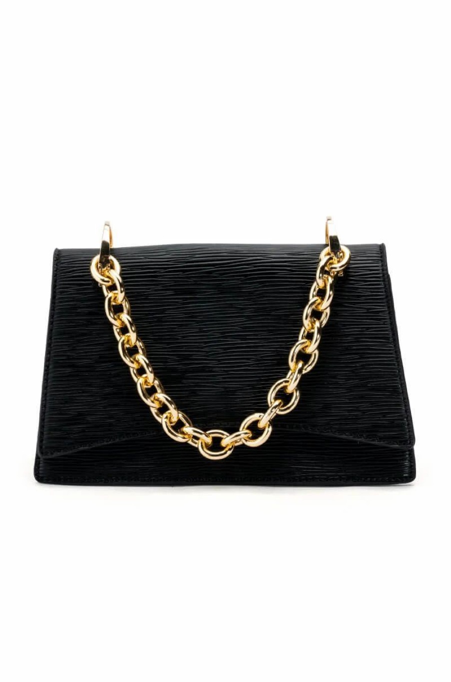 Handbags, Clutches & Wallets * | Phoenix Purse With Gold Chain Black