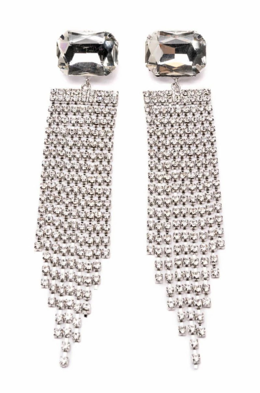 Jewelry * | Falling Waters Embellished Chandelier Earrings Silver