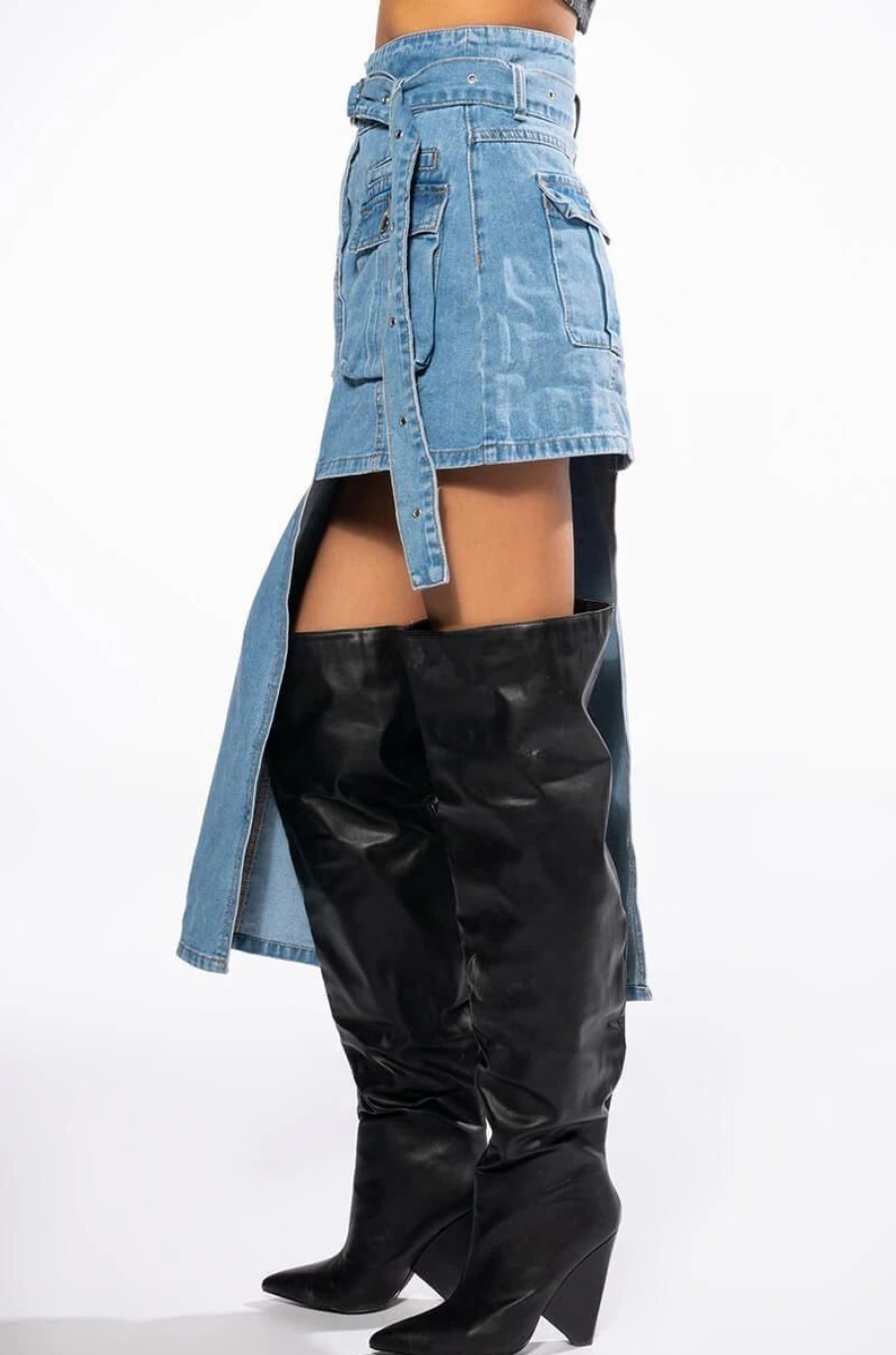 Denim * | Level Up Maxi Mini Denim Skirt