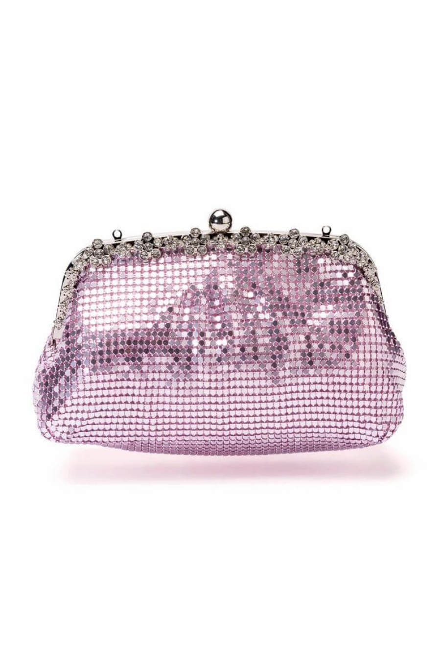 Handbags, Clutches & Wallets * | Walk It Out High Shine Embellished Chainmail Clutch Pink