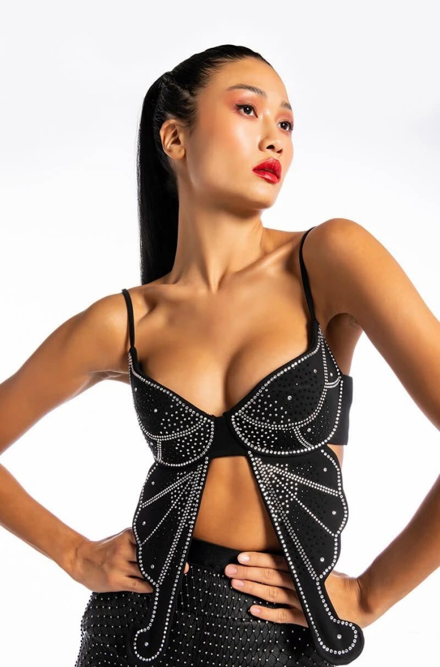 Crop Tops & Bralettes * | Ever After Butterfly Embellished Bra Black