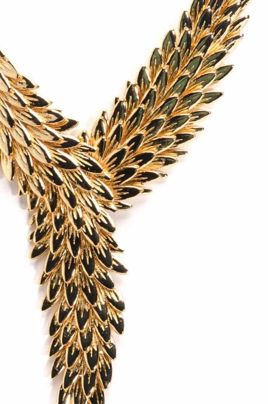 Jewelry * | Think Twice Feather Statement Necklace Gold