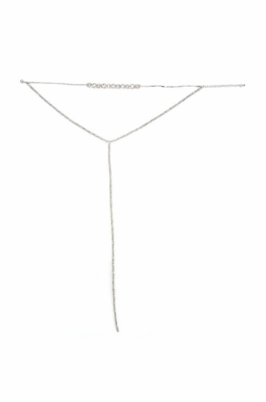 Jewelry * | Duchess Rhinestone Lariat Choker Necklace Silver