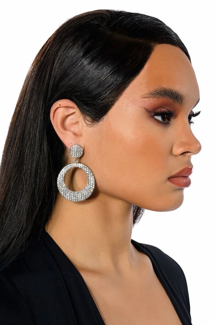 Jewelry * | Follow My Lead Embellished Hoops Silver