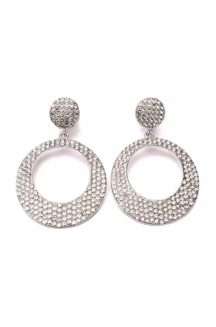 Jewelry * | Follow My Lead Embellished Hoops Silver