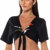 Crop Tops & Bralettes * | Race To Your Heart Tie Front Tshirt Black Multi