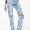 Denim * | Represent High Rise Straight Leg Jean Light Blue Denim