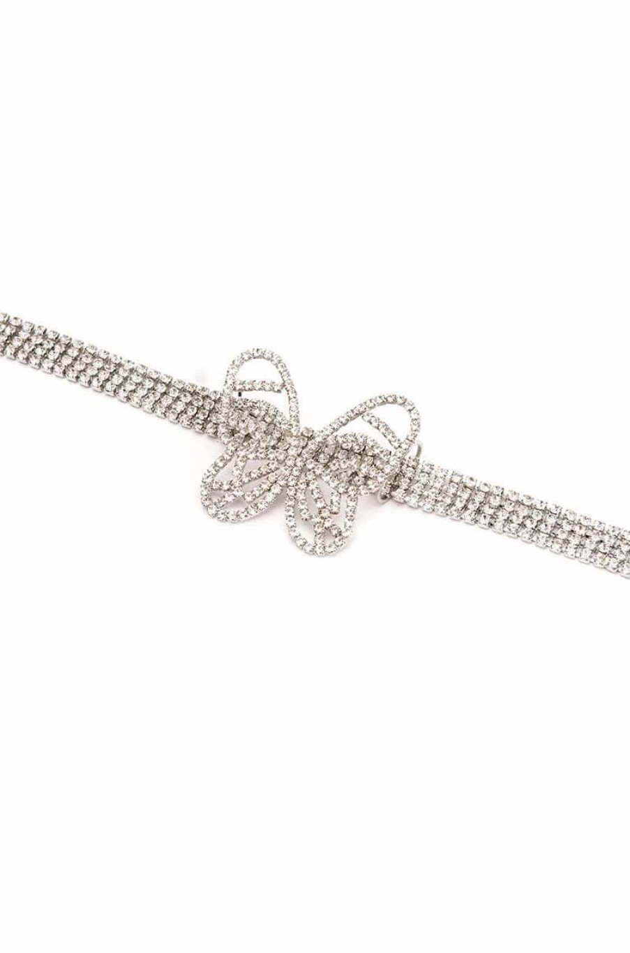 Jewelry * | Finer Things Rhinestone Choker Silver